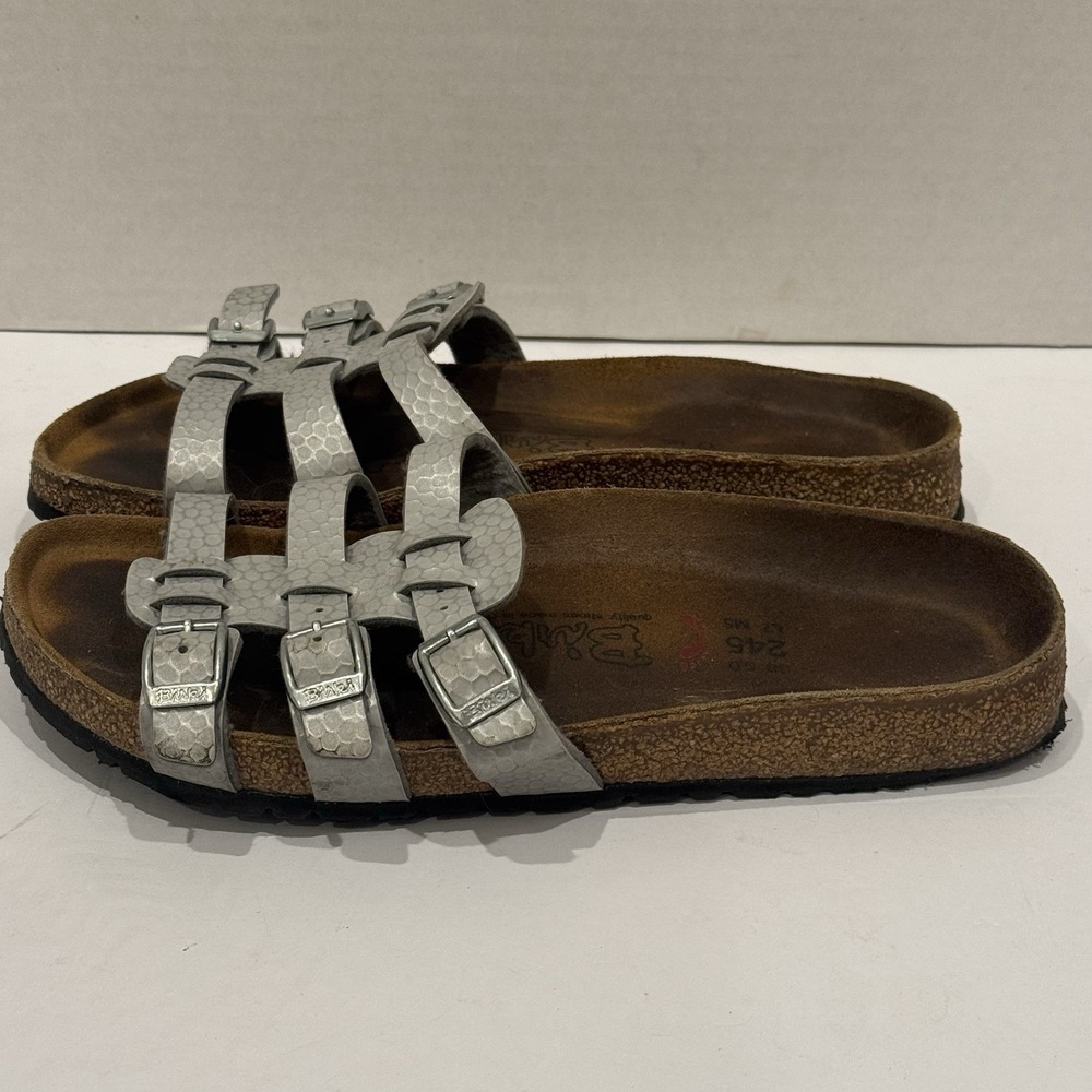 Birkie Birkenstock Florida 3 Strap Slip On Sandal Silver Women's 7-7.5 EU 38 - Picture 2 of 7